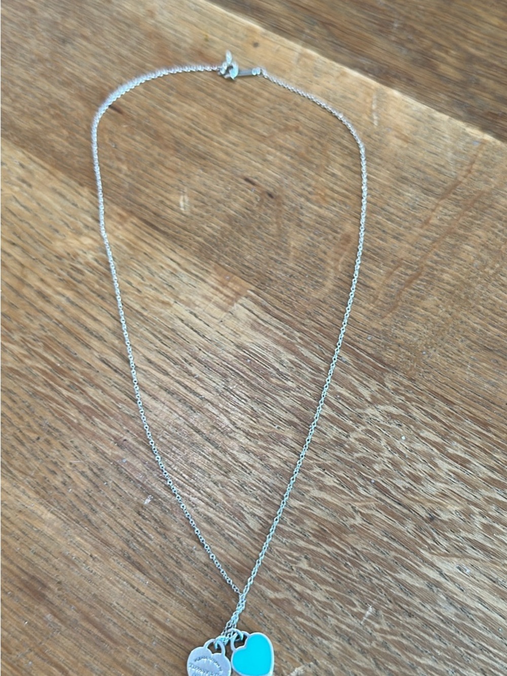 Tiffany & Co. Silver Necklace with Turquoise and Silver Heart Pendants - Picture 3 of 8